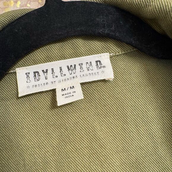 Idyllwind Olive Green Gold Stich Military Style Zip Jacket Medium - Picture 3 of 9